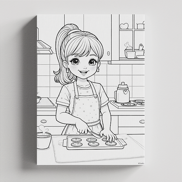 Quadro Canvas Para Pintura Menina Cozinheira