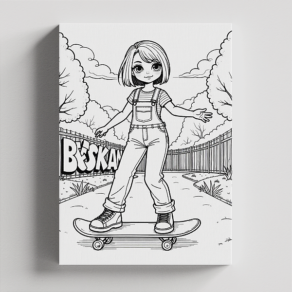 Quadro Canvas Para Pintura Menina Skate
