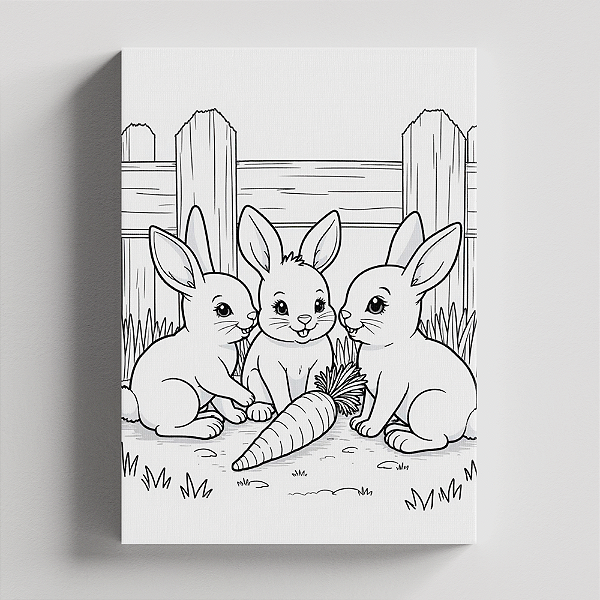 Quadro Canvas Para Pintura Coelhinhos