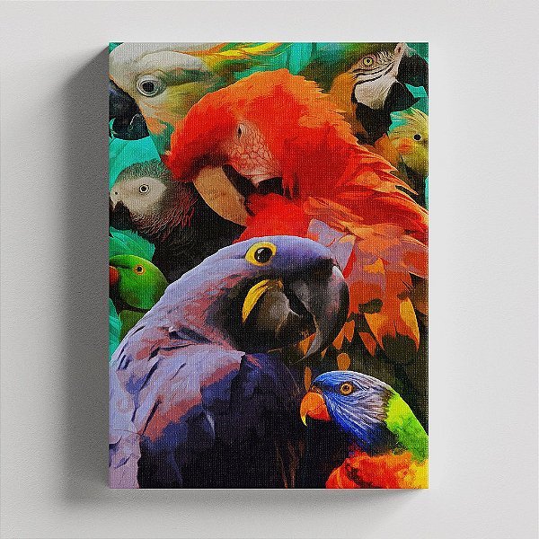 Quadro Canvas Aves Exóticas 40cmX60cm Borda Infinita CHASSI 2cm OUTLET