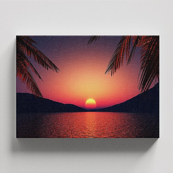 Quadro Canvas Mar Pôr do Sol 40cmX60cm Borda Infinita CHASSI 2cm OUTLET