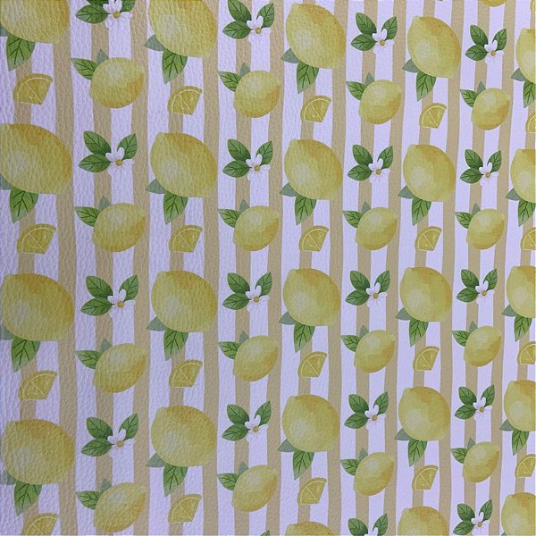 Sintético Doll/Dollaro Limão Siciliano Listras/ Amarelo Camomila 50cm