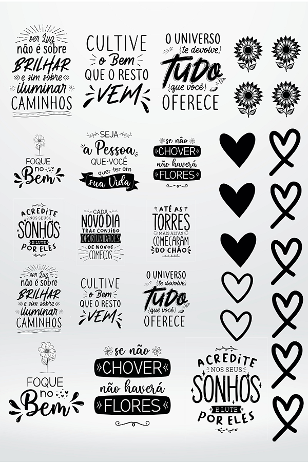 DTF UV Tamanho A3 (29x41cm) - FRASES MOTIVACIONAIS