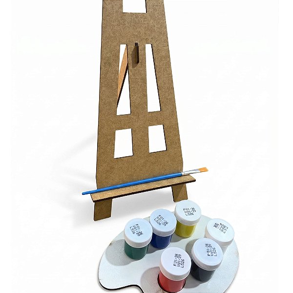 Kit Pintura Cavalete+Tintas+Pincel+Paleta