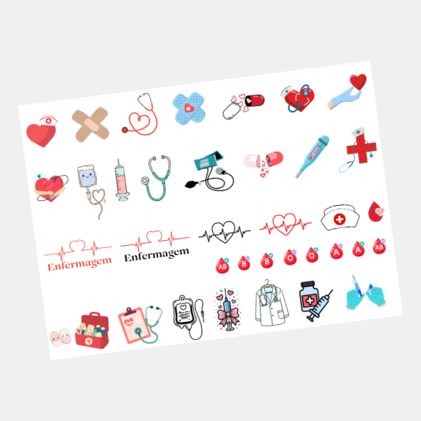 DTF UV Tamanho A5 (21x15cm) - Enfermagem
