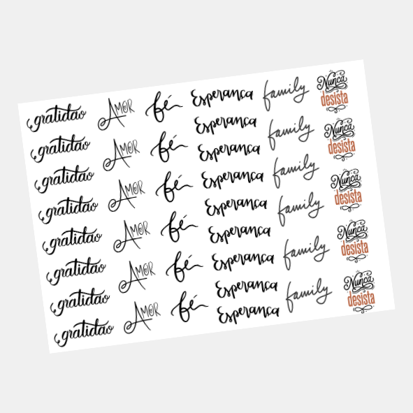 DTF UV Tamanho A5 (21x15cm) - Palavras de Afirmação