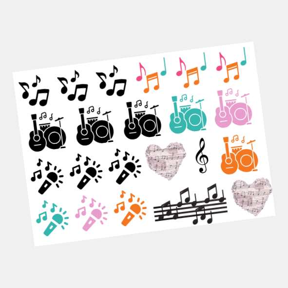DTF UV Tamanho A5 (21x15cm) - Música