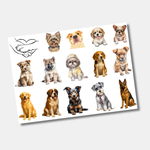 DTF UV Tamanho A5 (21x15cm) - Cachorros (VARIOS MODELOS)