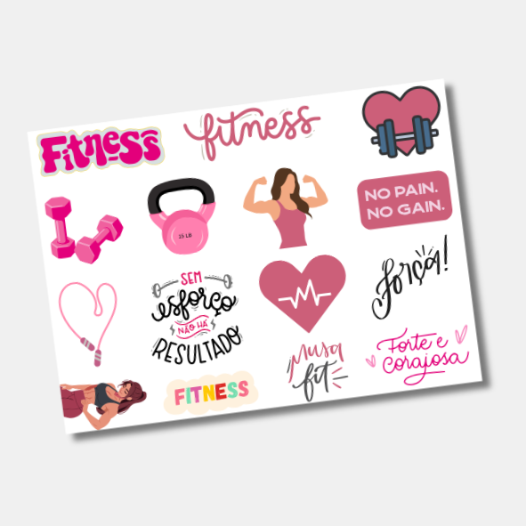 DTF UV Tamanho A5 (21x15cm) - Fitness (VARIOS MODELOS)