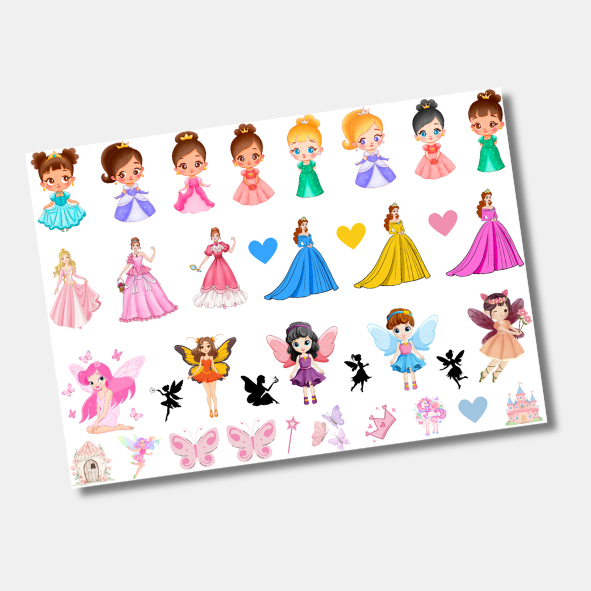 DTF UV Tamanho A4 (29x21cm) - PRINCESAS