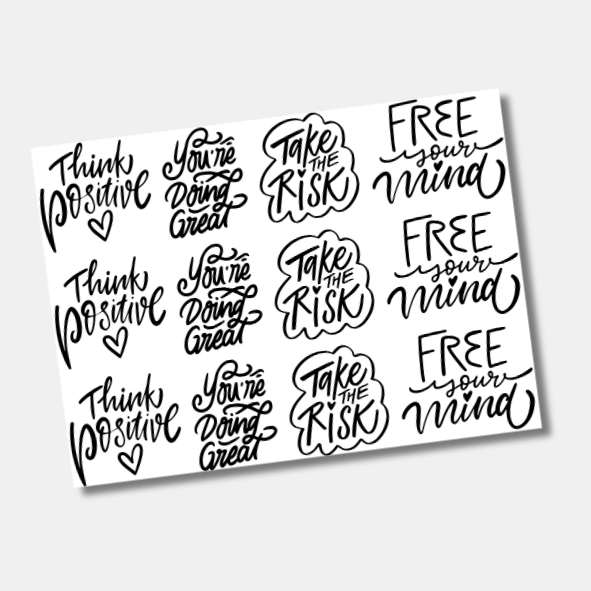 DTF UV Tamanho A5 (21x15cm) - Frases Motivacionais Inglês 4