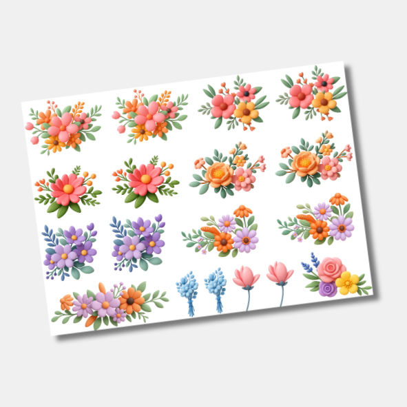 DTF UV Tamanho A5 (21x15cm) - Flores