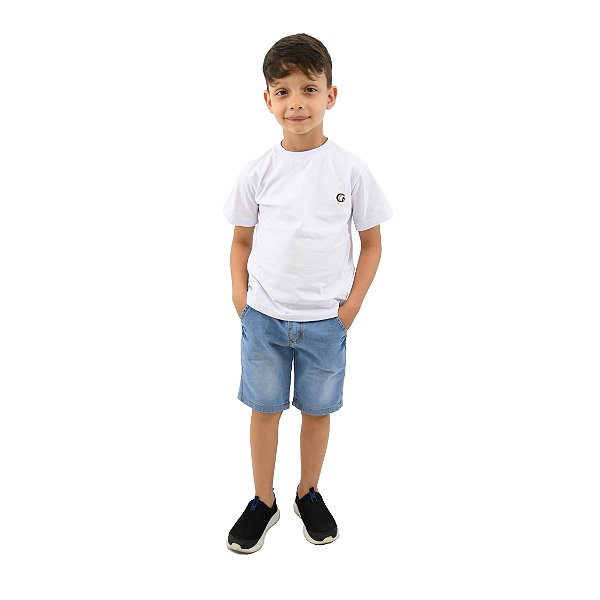 BERMUDA JEANS INFANTIL COM BOLSO EMBUTIDO MASCULINA