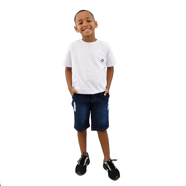 BERMUDA JEANS JUVENIL COM BOLSO EMBUTIDO MASCULINA