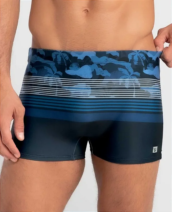 SUNGA BOXER ESTAMPA CAMUFLADA HANG LOOSE AZUL MARINHO