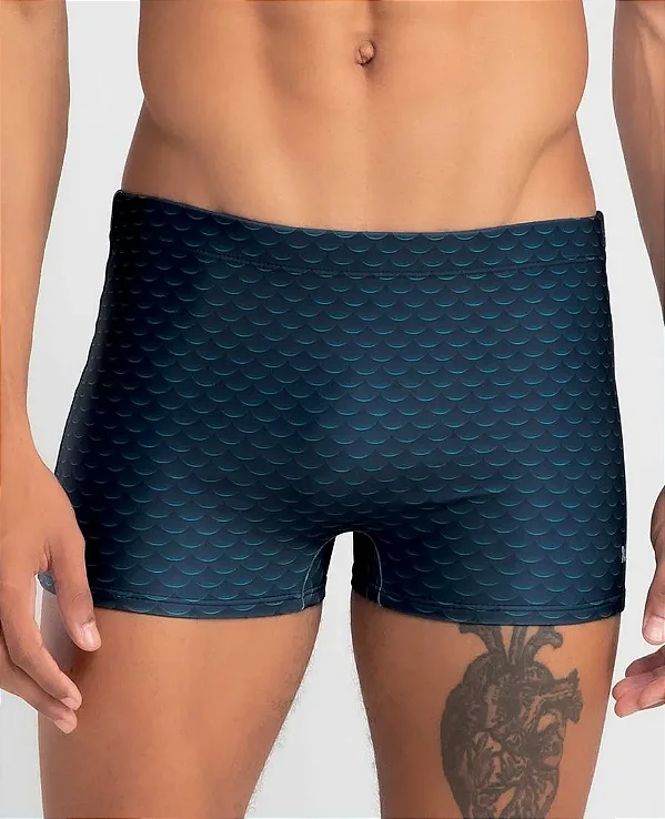 SUNGA BOXER ESTAMPADA 3D AZUL MARINHO