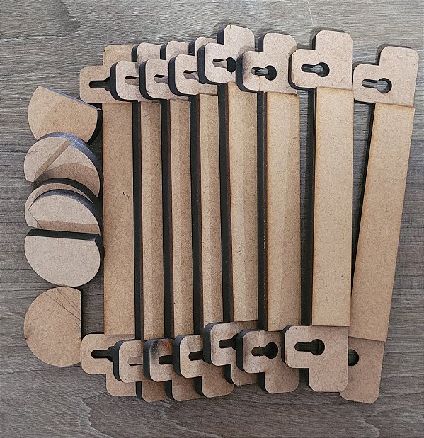 Gancho grande EM mdf 18cm com apoio - kit c/ 10 peças