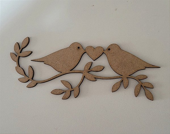 Aplique passarinho galho em MDF - 15 cm MOD1
