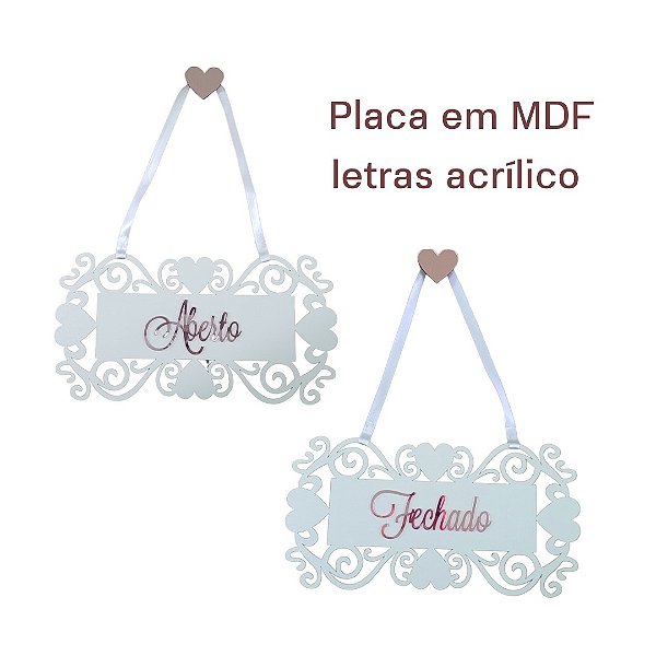 Placa aberto e fechado em MDF 25cm