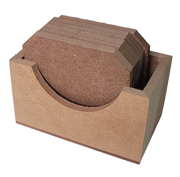 Apoio de copos com suporte em MDF
