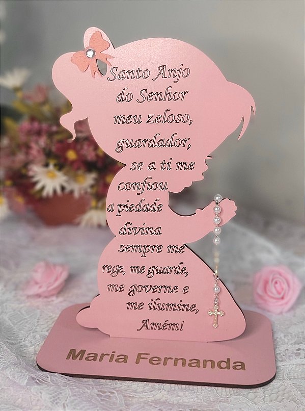 Menina oração Santo anjo personalizada