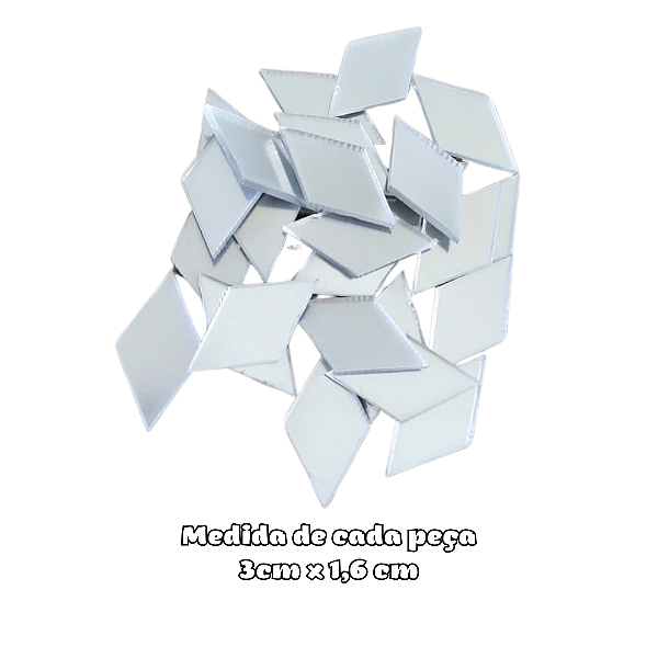 Pastilhas losango em acrilico espelhado 3 cm x 1,6 cm - 50 PEÇAS