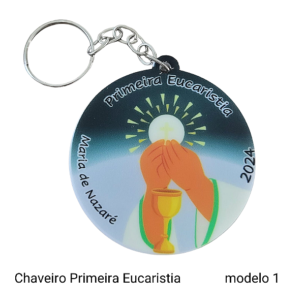 Chaveiro Primeira Eucaristia em acrílico  - 10 peças