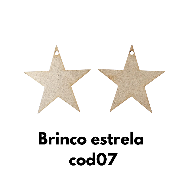 Brinco em MDF modelo Estrela  07 - kit 10 pares