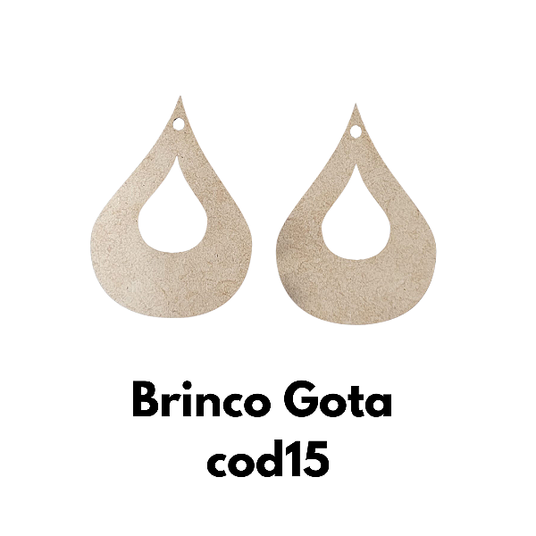 Brinco em MDF modelo gota cod15- kit 10 pares