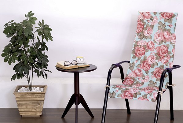 Capa de Cadeira Espreguiçadeira Floral Vermelha