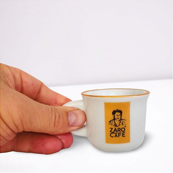 Caneca Zaro Café Branca com Borda Dourada 70ml