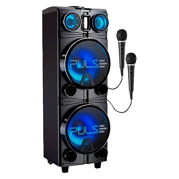 Caixa de Som Pulse Storm 2 SP514 10"pol BT Led Rádio TWs 1500w-2 Mic