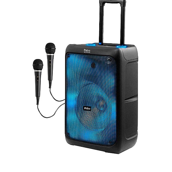 Caixa de Som Amplificada Philco PCX5200 Portátil Full LED 600w-2 Mic