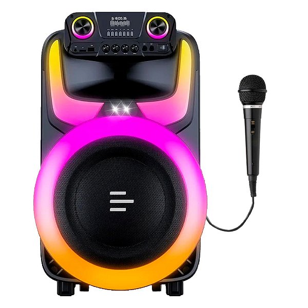 Caixa de Som Pulse Burst 2 SP408 Com Bateria 12" pol Radio FM 600W-1 Mic