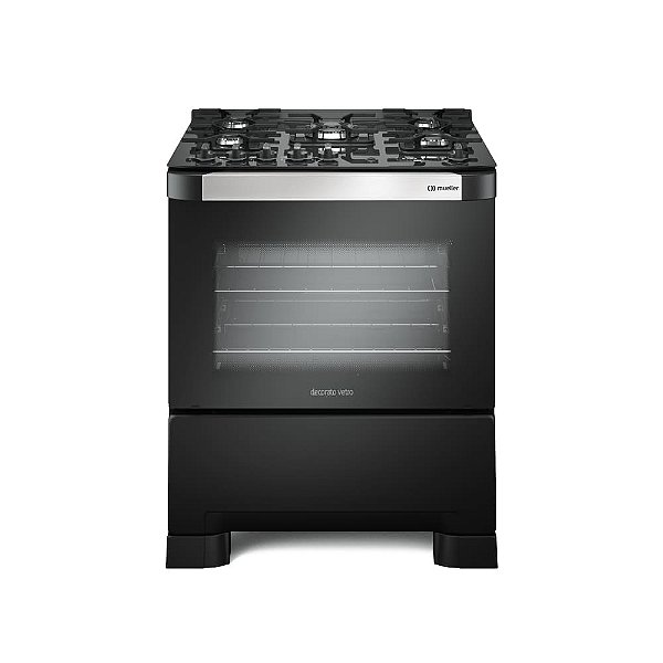 Fogão á Gás Mueller 5 bocas Decorato Vetro Mesa de vidro c/Timer-Bivolt