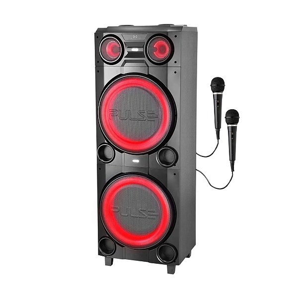 Caixa de Som Torre Pulse SP517 Double 10" Bluetooth 2500W- 2 Mic