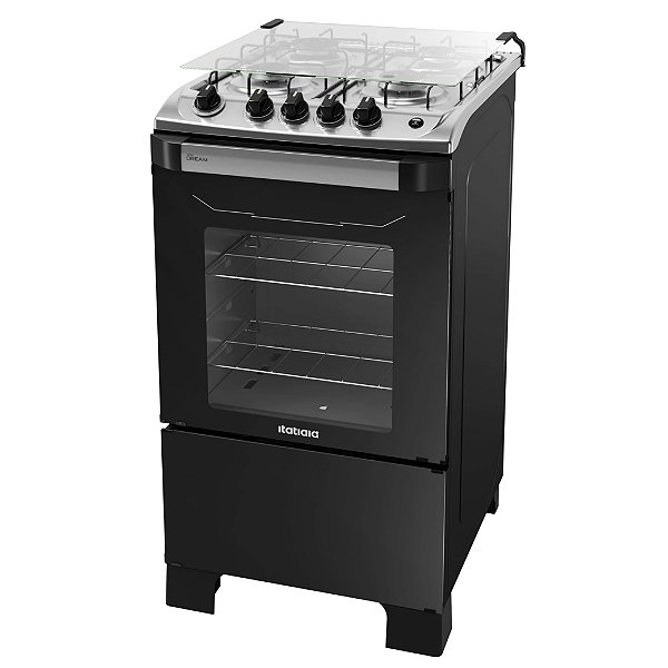 Fogão à Gas Itatiaia New Dream 4 Bocas Preto 58 Litros - Bivolt