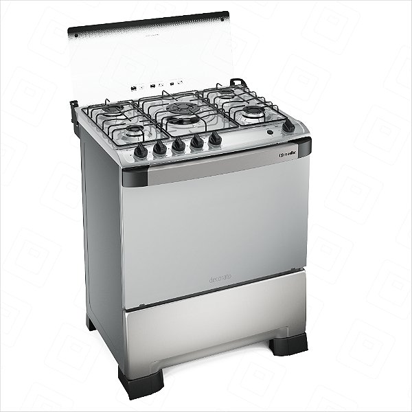 Fogão 5 bocas Mueller Decorato Gourmet  Inox com Timer e Tripla Chama-Bivolt