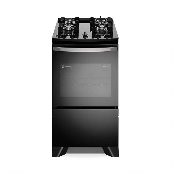 Fogão 4 bocas Electrolux Fe4gb Tripla Chama com Mesa de Vidro Forno 59L Preto-Bivolt