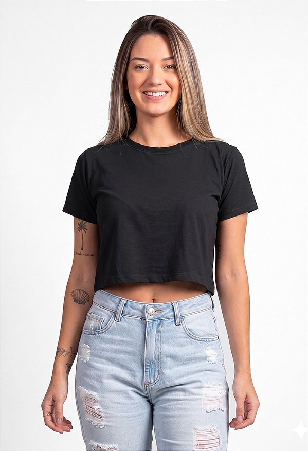 Cropped Estonado Preto