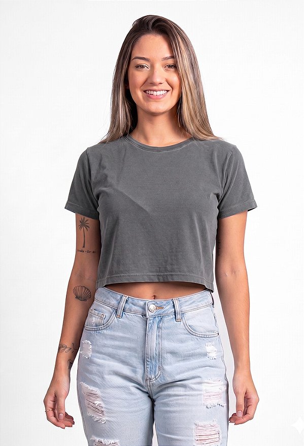 Cropped Estonado Chumbo