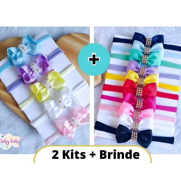 KIT LAÇO 5 BQ LUXO + 10 GRAVATINHA STRASS | Promoção