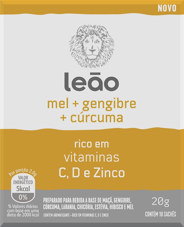 Vitamínico Leão - Mel, Gengibre e Cúrcuma 10 Sachês
