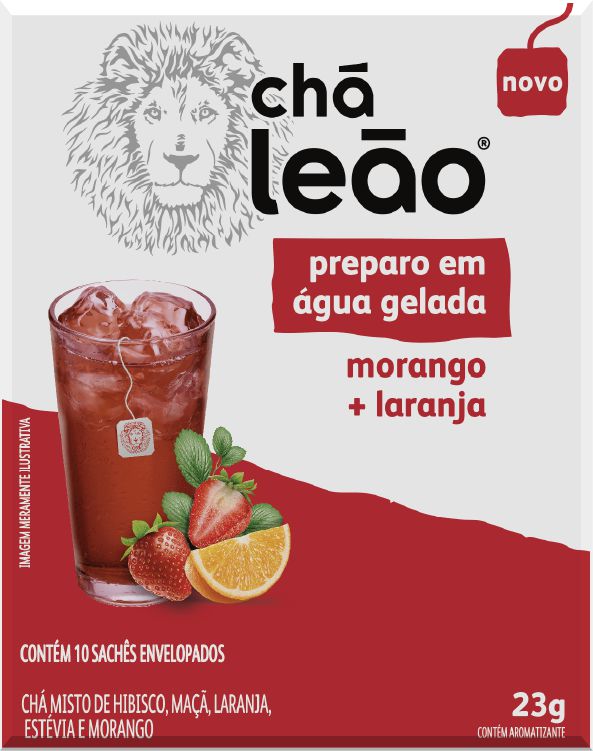 Chá Leão Água Gelada - Morango E Laranja - 10 Sachês