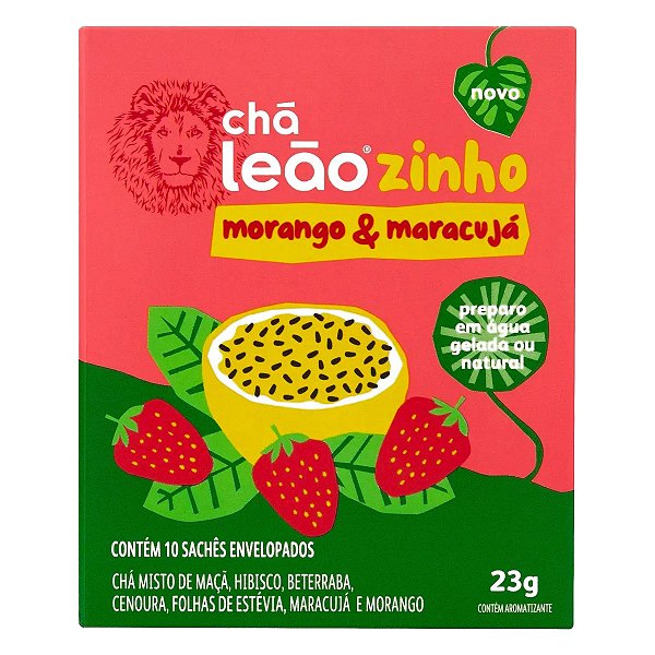 Chá Leãozinho Água Gelada Kids - Morango e Maracujá 10 Sachês