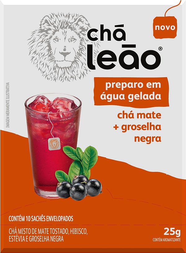 Chá Leão Água Gelada - Chá Mate Com Groselha Negra - 10 Sachês
