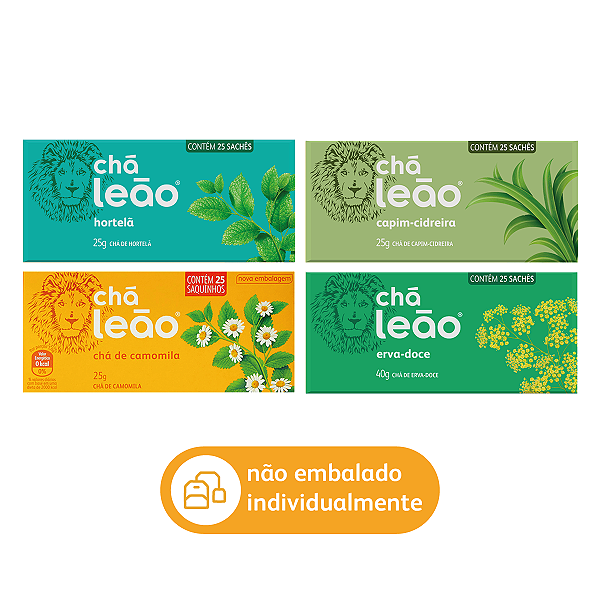 Combo Chá Leão da Linha Ervas  - 4 Caixas de 25 un - 100 Sachês