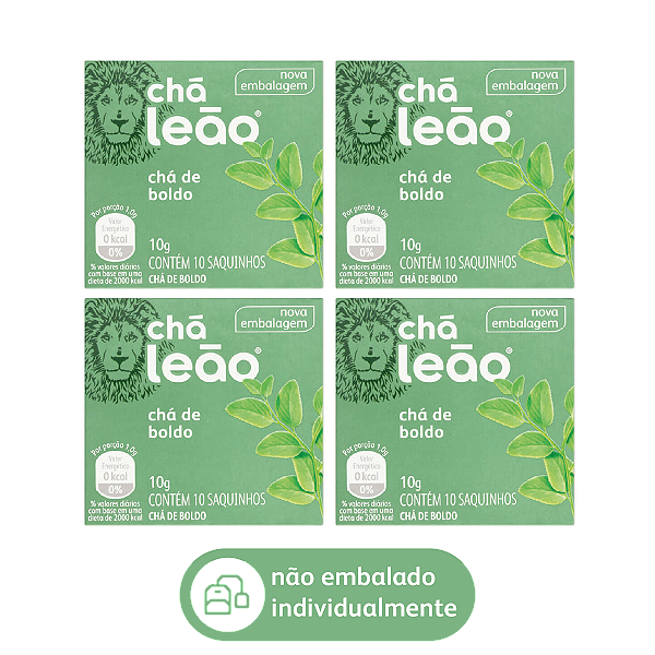 Combo Chá Leão de Boldo 4 Caixas de 10 un - 40 Sachês