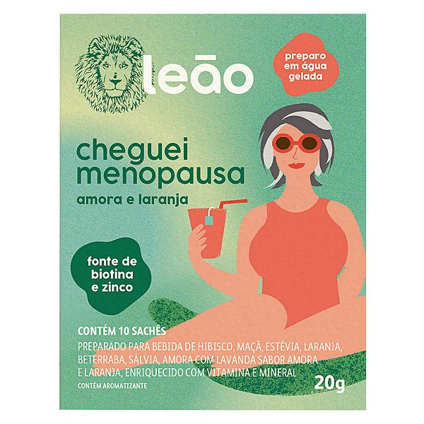 Leão Cheguei Menopausa - Amora e Laranja 10 Sachês