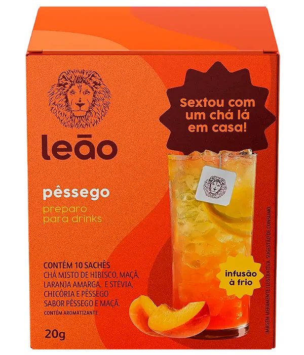 Preparo para Drinks Leão sabor Pêssego - 10 Sachês